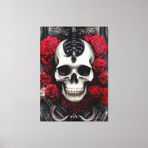 Dark and Gothic Skull and Roses Murial Canvas Prin Print
