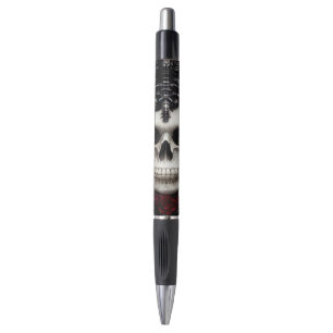 Dark and Gothic Skull and Roses Tote Bag Pen