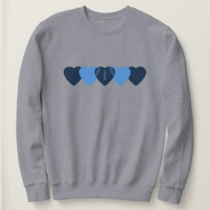 Dark and Lght Blue Football Hearts Sweatshirt