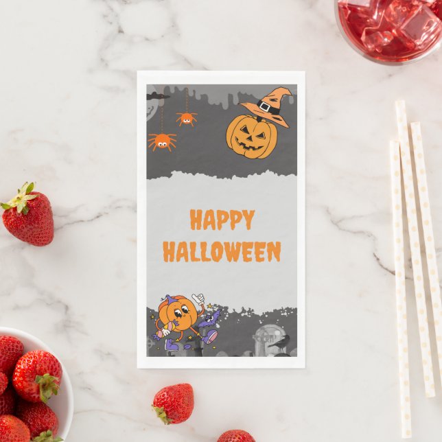Dark and Light Ash Halloween Party Pumpkin Napkin (Insitu)