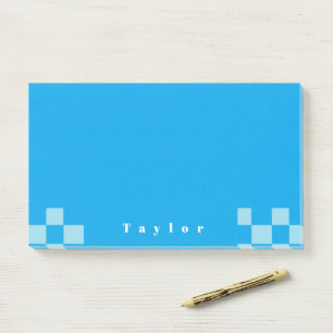 Dark and light blue square blocks pattern post-it notes