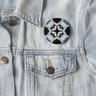 Dark and Light Blue White Design 2 Inch Round Button