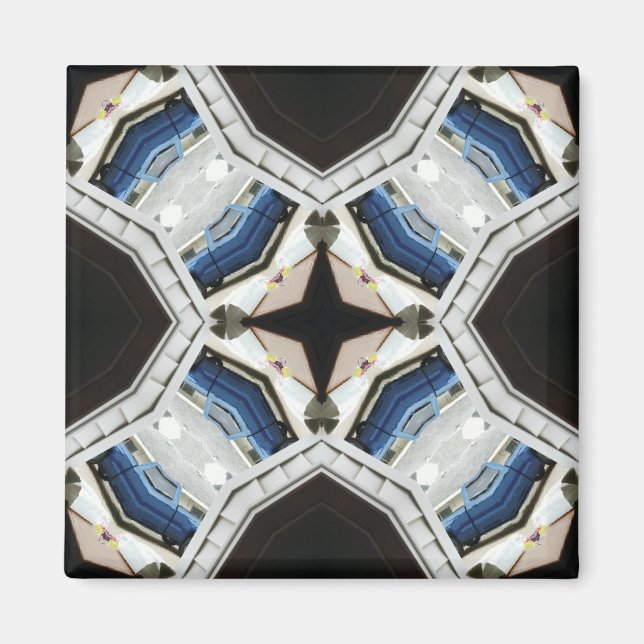 Dark and Light Blue White Design Magnet (Front)