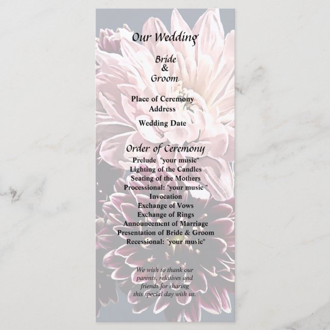 Dark and Light Mums and Daisies Program (Front)