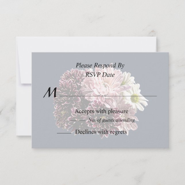 Dark and Light Mums and Daisies RSVP Card (Front)