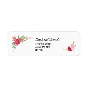 Dark and Light Pink Rose Blush Return Address