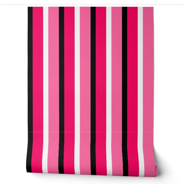 Dark and Light Pink Stripes Pattern Wallpaper (Unrolling)