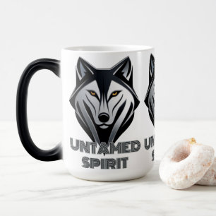 Dark and Minimalist Wolf Design with Sleek Lines Magic Mug