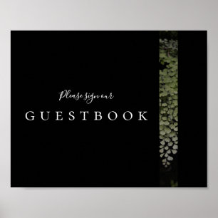 Dark and Moody Ferns Modern Guestbook Sign