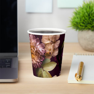 Dark and Moody Floral Gothic Bridal Shower  Paper Cups