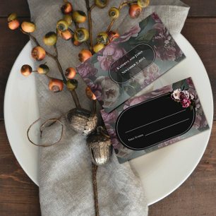 Dark and Moody Floral Place Card