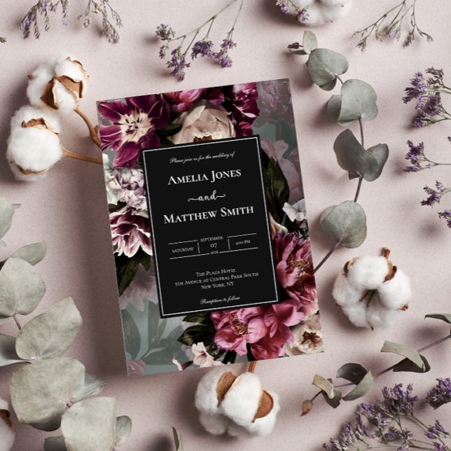 Dark and Moody Floral Wedding Invitation (Creator Uploaded)