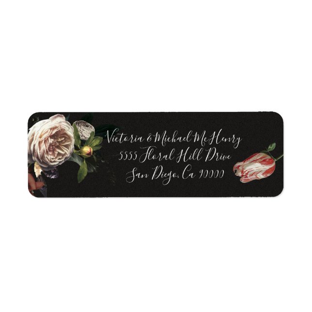Dark and Moody Rembrandt Floral address labels (Front)