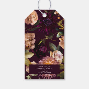 Dark and Moody Romantic Burgundy Bridal Shower  Gift Tags