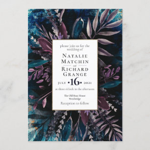 Dark and Moody Wedding invitation Blue