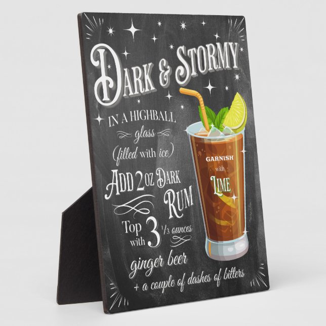 Dark and Stormy Chalkboard Recipe Plaque (Side)
