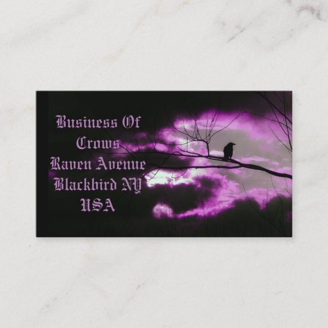 Dark And Unique Crow Business Card (Front)