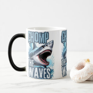 Dark and White Shark Cutting Waves Urban Graffiti Magic Mug