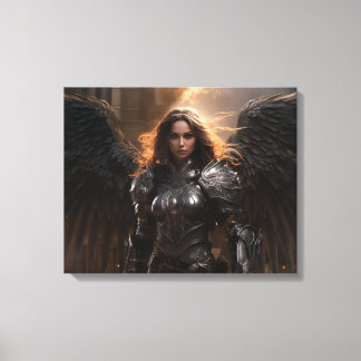 Dark Angel Female Warrior - Stretched Canvas Print