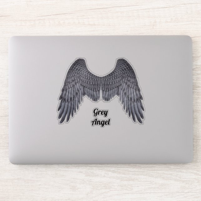Dark Angel Grey Wings Vinyl Cutout Sticker (Computer)
