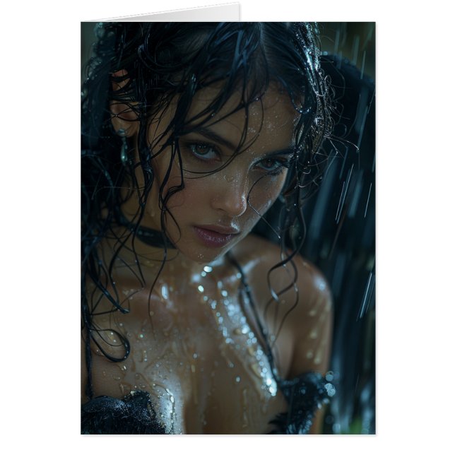 Dark Angel in the Rain All Occasions Greeting Card (Front)