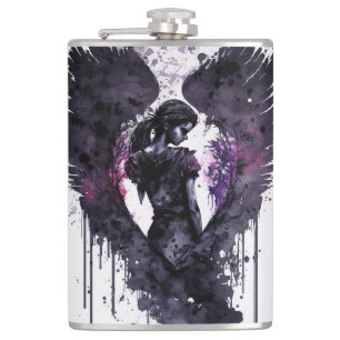 Dark Angel Valentine With Inky Dark Wings Coffee M Hip Flask