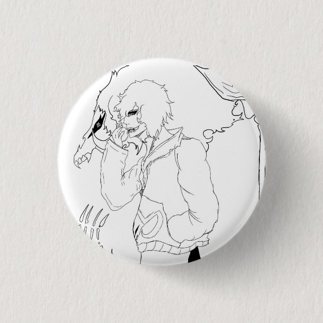 Dark Anime Fantasy Crow and Demon Art 1 Inch Round Button (Front)