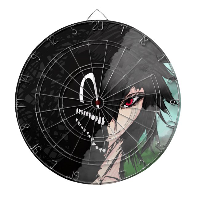 Dark Anime Fantasy Crow and Demon Art Dartboard (Front)