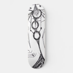 Dark Anime Fantasy Crow and Demon Art Skateboard