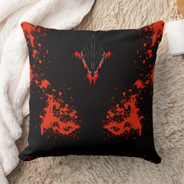 Dark Anime Fantasy Crow and Demon Art Throw Pillow (Blanket)