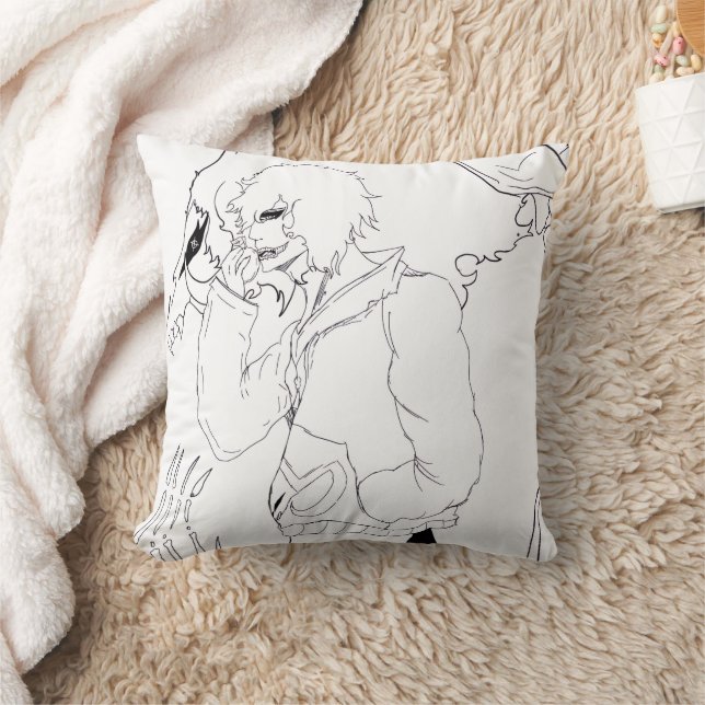 Dark Anime Fantasy Crow and Demon Art Throw Pillow (Blanket)