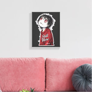 Dark Anime  "Still Here" Aesthetic Gothic Illustra Canvas Print
