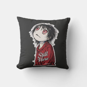 Dark Anime "Still Here" Aesthetic Gothic Illustra Throw Pillow