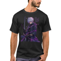 Dark Anime Swordsman with Glowing Purple Aura
