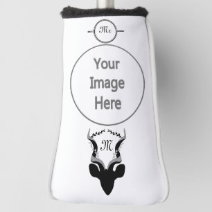 Dark Antelope Silhouette Monogram Golf Head Cover