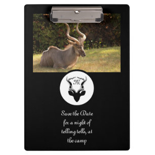Dark Antelope Silhouette Monogram Photo Clipboard