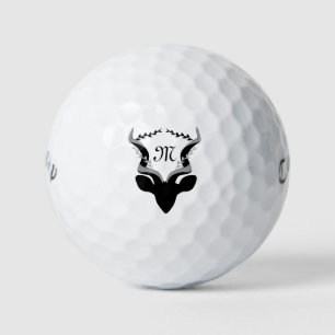 Dark Antelope Silhouette w Customized Monogram Golf Balls