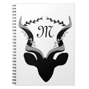 Dark Antelope Silhouette w Customized Monogram Notebook