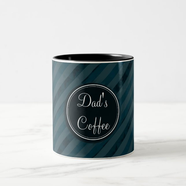 Dark Aqua Navy Blue Monogram Coffee Mug for Dad (Center)