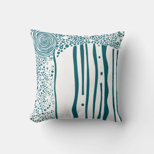 dark aqua organic flow modern rustic throw pillow