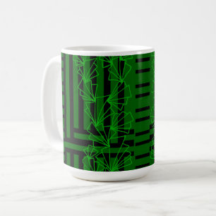 Dark Aqua Sea green doodle flower striped Coffee Mug