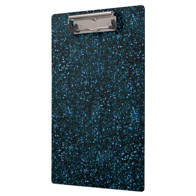 Dark Aqua Teal Blue Glitter Clipboard (Left)