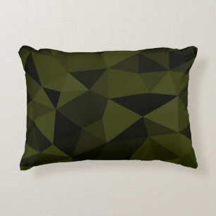 Dark army green black geometric mesh pattern cool  accent pillow