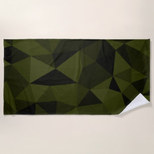 Dark army green black geometric mesh pattern cool  beach towel