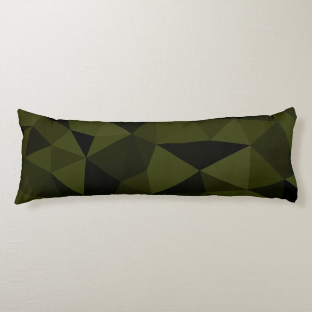 Dark army green black geometric mesh pattern cool  body pillow (Front)