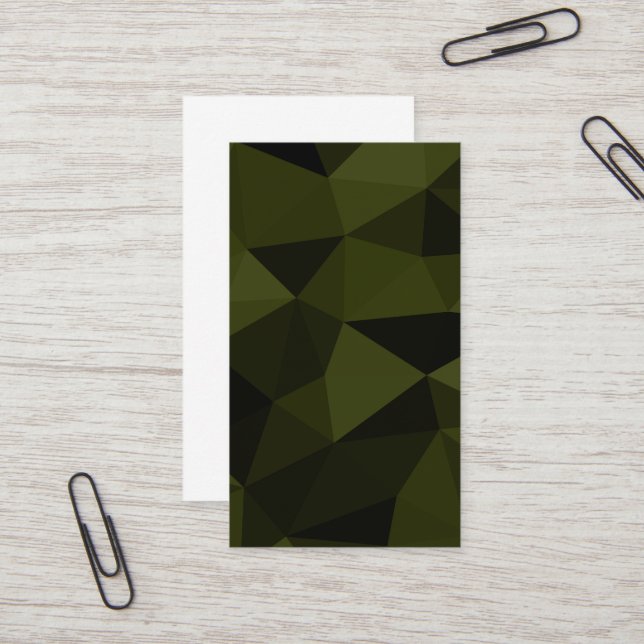 Dark army green black geometric mesh pattern cool  business card (Front/Back In Situ)
