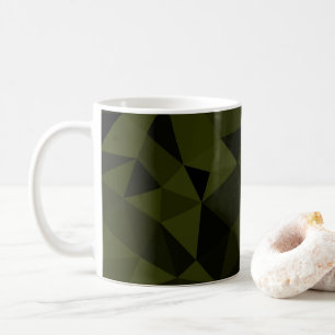 Dark army green black geometric mesh pattern cool  coffee mug