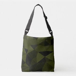 Dark army green black geometric mesh pattern cool  crossbody bag