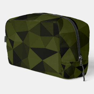 Dark army green black geometric mesh pattern cool  dopp kit