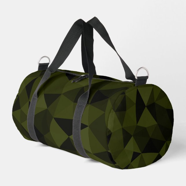 Dark army green black geometric mesh pattern cool  duffle bag (Left Corner)